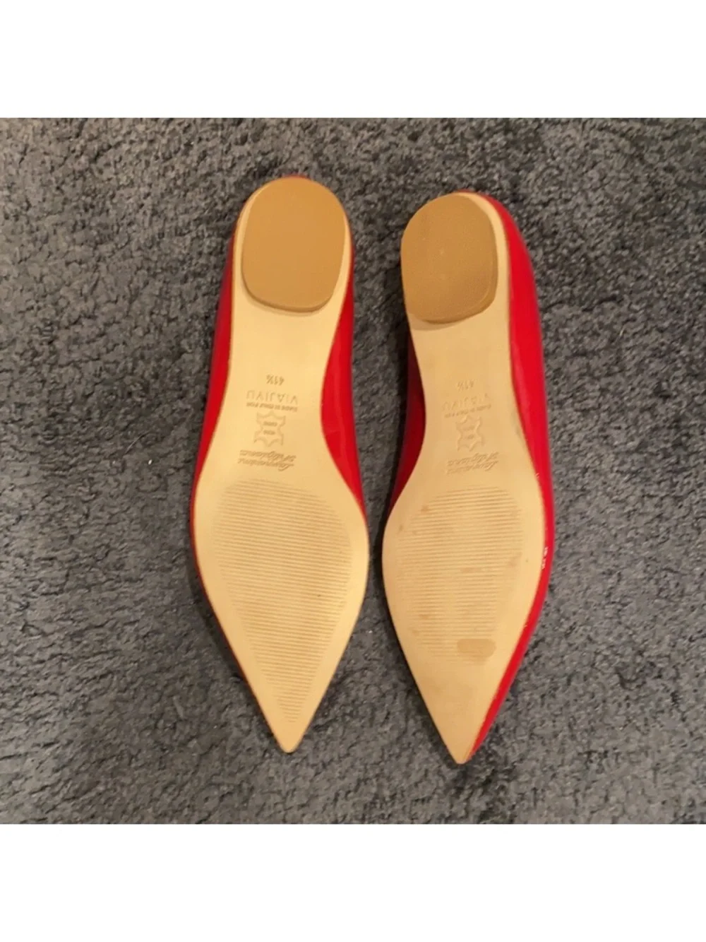 Red Patent Pointed-Toe Women’s Flats  worn for runway 11.5